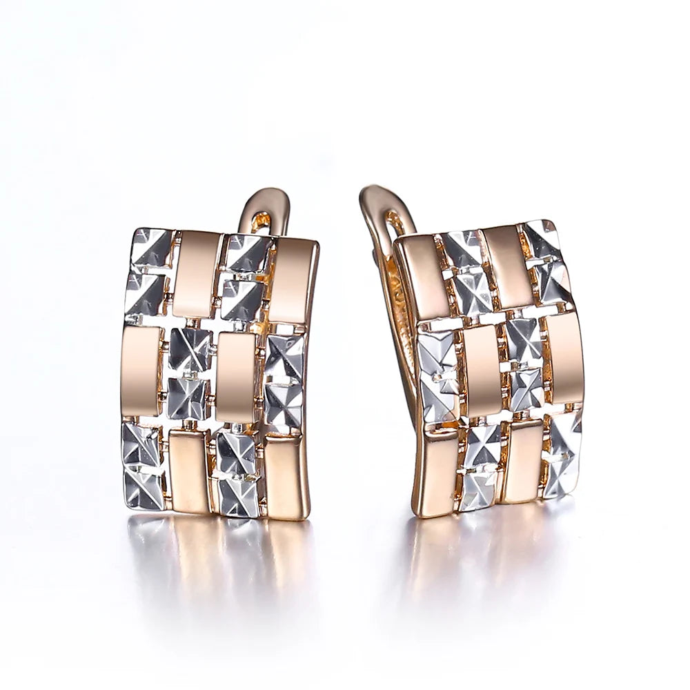 Silver Square Wide 585 Rose Drop Earrings for Women Girls