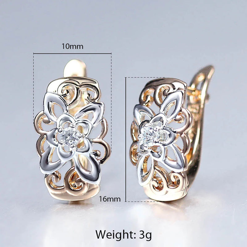 Silver Square Wide 585 Rose Drop Earrings for Women Girls