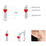 Child Clear CZ Crystal Red Heart Earrings 925 Sterling Silver