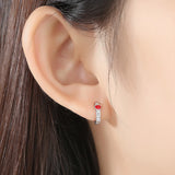 Child Clear CZ Crystal Red Heart Earrings 925 Sterling Silver
