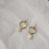 Freshwater Pearl Geometric Stud Earrings Retro Jewelry