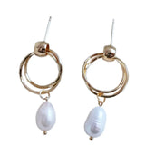 Freshwater Pearl Geometric Stud Earrings Retro Jewelry