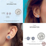 925 Sterling Silver Sparkling Zircon Flower Snowflakes Stud Earrings