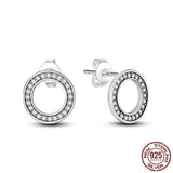 925 Sterling Silver Sparkling Zircon Flower Snowflakes Stud Earrings