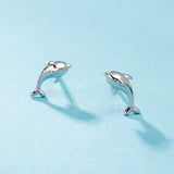 925 Silver Dolphin Shape Stud Earrings for Women