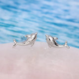 925 Silver Dolphin Shape Stud Earrings for Women