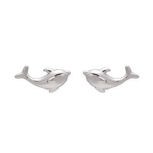 925 Silver Dolphin Shape Stud Earrings for Women