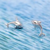925 Silver Dolphin Shape Stud Earrings for Women