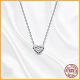 Studded Chain Necklace Radiant Heart Gift Set 925 Sterling Silver