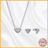 Studded Chain Necklace Radiant Heart Gift Set 925 Sterling Silver
