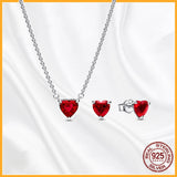 Studded Chain Necklace Radiant Heart Gift Set 925 Sterling Silver