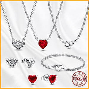 Studded Chain Necklace Radiant Heart Gift Set 925 Sterling Silver
