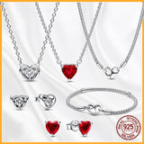 Studded Chain Necklace Radiant Heart Gift Set 925 Sterling Silver