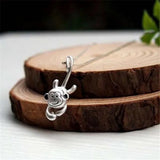 925 Sterling Silver Clever Monkey Choker Pendant Necklace for Women