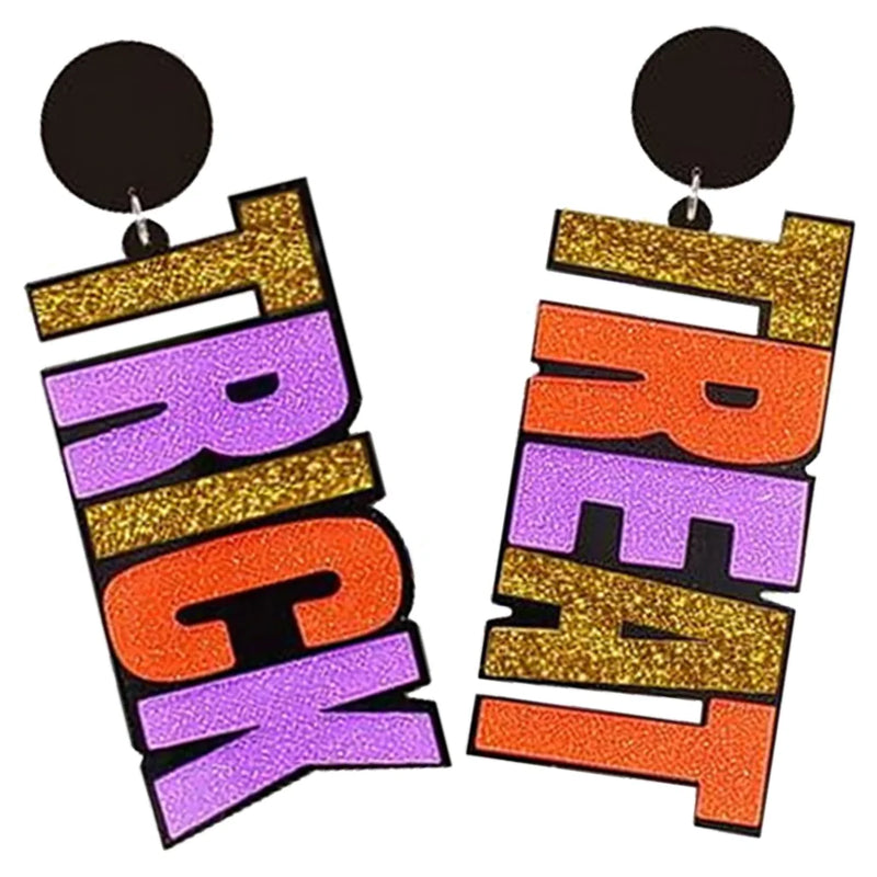 Halloween Acrylic Dangle Earrings Asymmetrical Costume Jewelry Funny Funky