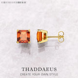 Princess Cut Stone Sterling Silver Studs Earrings
