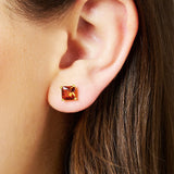 Princess Cut Stone Sterling Silver Studs Earrings
