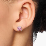 Princess Cut Stone Sterling Silver Studs Earrings