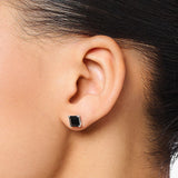 Princess Cut Stone Sterling Silver Studs Earrings