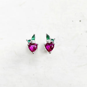 Strawberry Studs Earrings 925 Sterling Silver Fine Woman Jewelry Sweet Bijoux