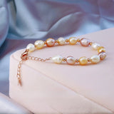 Multicolor Pearl Bracelet Charm Women 7.5-8in