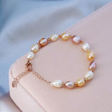 Multicolor Pearl Bracelet Charm Women 7.5-8in