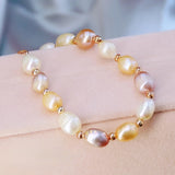 Multicolor Pearl Bracelet Charm Women 7.5-8in