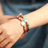 Stunning Opal Rhinestone Wrap Bracelet Vegan Jewelry