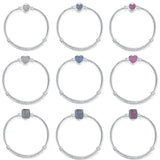 925 Sterling Silver Heart Clasp Crystal Bangles Bracelets