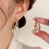 High-End Light Ring Pearl Earrings