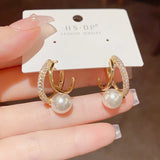 High-End Light Ring Pearl Earrings