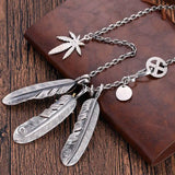 Boho Feather Necklace Unisex Sweater Chain