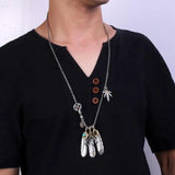 Boho Feather Necklace Unisex Sweater Chain