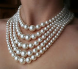 P16 Women Five Layers Milk Pearls Beads Necklace Jewelry