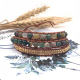 Stone Bead Bracelet Multilayer Evil Eye Braided Copper Women Jewelry