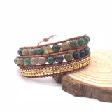Stone Bead Bracelet Multilayer Evil Eye Braided Copper Women Jewelry