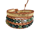 Stone Bead Bracelet Multilayer Evil Eye Braided Copper Women Jewelry