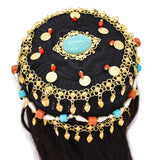 Turquoise Red Crystal Tassel Headband