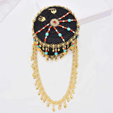Turquoise Red Crystal Tassel Headband