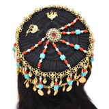 Turquoise Red Crystal Tassel Headband