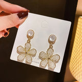 Silver Flower Earrings for Women Wedding Party Jewelry