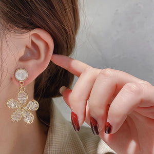 Silver Flower Earrings for Women Wedding Party Jewelry