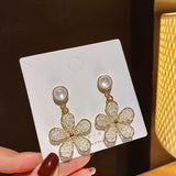 Silver Flower Earrings for Women Wedding Party Jewelry