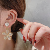 Silver Flower Earrings for Women Wedding Party Jewelry