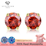 0.5-2ct Multicolor Red Moissanite Diamond Stud Earrings