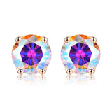 18k Rose Multicolor Green Moissanite Diamond Stud Earrings