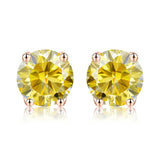 18k Rose Multicolor Green Moissanite Diamond Stud Earrings