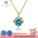 Multicolor Moissanite Diamond Pendant Necklace 925 Sterling Silver