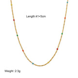 Stylish 14K Plated Beaded Chain Necklace Shell Oval Beads Stackable