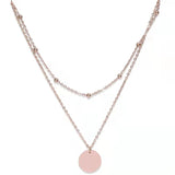 Stylish 925 Silver Double Layer Pendant Choker Necklace for Women